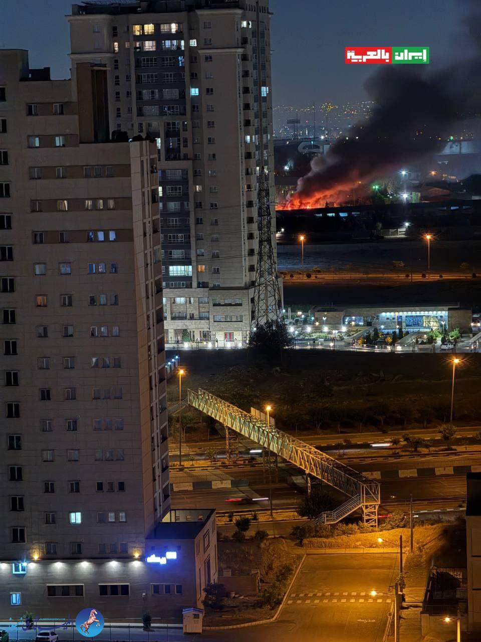 صورة للانفجار في محيط مهرآباد ومنطقة چيتكر غرب العاصمة طهران.